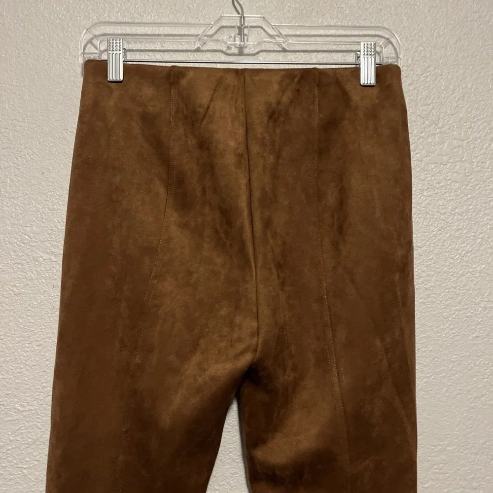 T Tahari Seamed Pull-On Faux Suede Leather Pants Size Medium